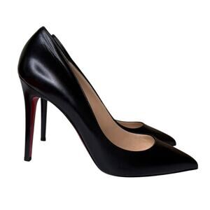 Christian Louboutin Pigalle 100 Kid Leather Pointed Pumps Black Size EU 40.5